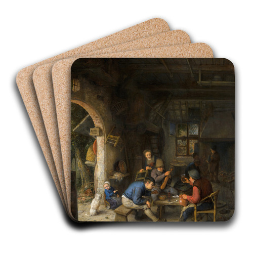 Peasants at an Inn by Adriaen van Ostade Art Drink Coaster set Peasants at an Inn by Adriaen van Ostade Art Drink Coaster set