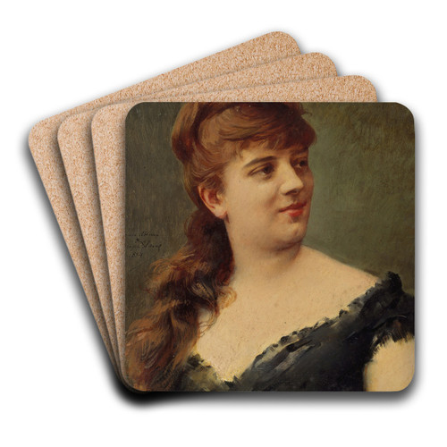 Portrait de Sophie Croizette (1847-1901), socitaire de la Comdie-Franaise by Joseph Blanc Art Drink Coaster set Portrait de Sophie Croizette (1847-1901), socitaire de la Comdie-Franaise by Joseph Blanc Art Drink Coaster set