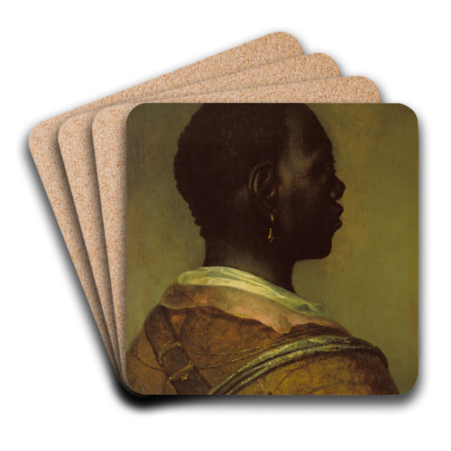 Head of a Black Man by Govert Flinck Art Drink Coaster set