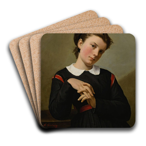 Portrait of a young woman by Marie Gurin Art Drink Coaster set Portrait of a young woman by Marie Gurin Art Drink Coaster set
