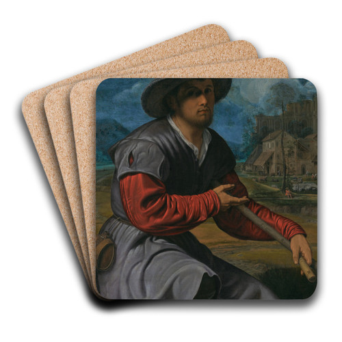 Shepherd with a Flute by Giovanni Girolamo Savoldo Art Drink Coaster set