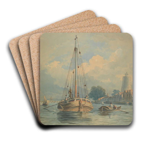 On the Thames by John Varley Art Drink Coaster set