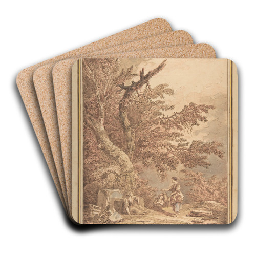 Young Women in a Landscape with Architectural Fragments by Hubert Robert Art Drink Coaster set