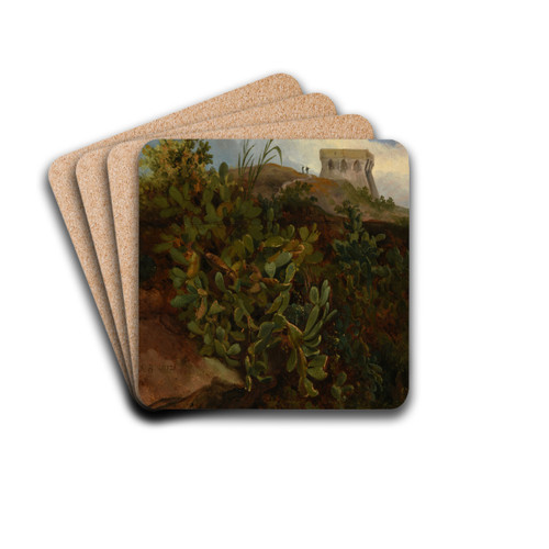 Tour et cactus by Jacques-Raymond Brascassat Drink Coasters - set of 4