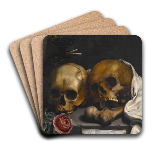 Vanitas Still Life by J Falk Art Drink Coaster set Vanitas Still Life by J Falk Art Drink Coaster set