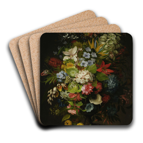 Bouquet of flowers in a vase by Henryka Beyer Art Drink Coaster set Bouquet of flowers in a vase by Henryka Beyer Art Drink Coaster set