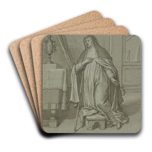 Die Heilige Klara von Assisi vor der Hostie kniend by Pieter van Lint Art Drink Coaster set Die Heilige Klara von Assisi vor der Hostie kniend by Pieter van Lint Art Drink Coaster set