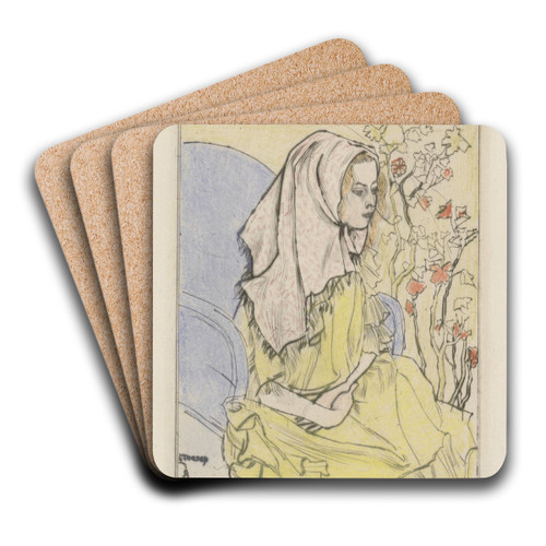 Charley Toorop met hoofddoek in een leunstoel by Jan Toorop Art Drink Coaster set