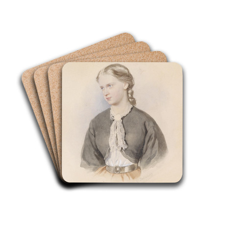 Bildnis eines blonden Mdchens by Josef Kriehuber Drink Coasters - set of 4