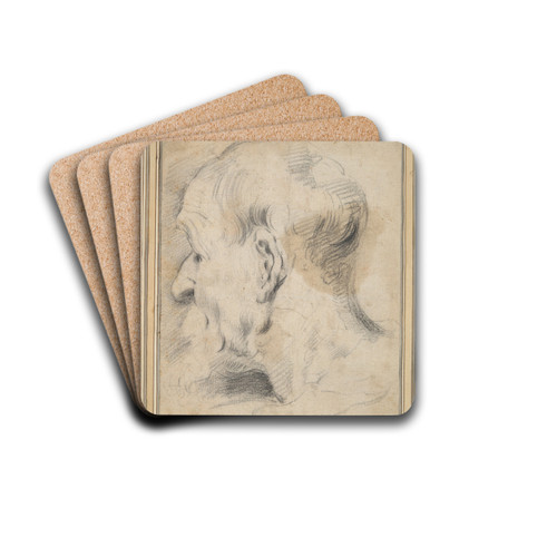 Head of an Old Man inProfile by Camillo Procaccini Drink Coasters - set of 4 Head of an Old Man inProfile by Camillo Procaccini Drink Coasters - set of 4