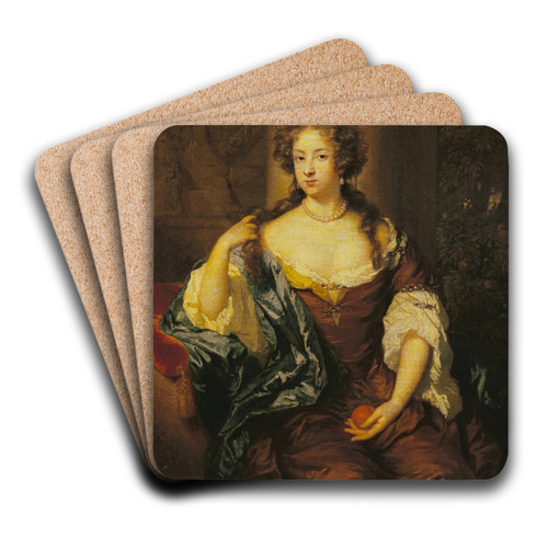 Portrait of a Lady with an Orange by Caspar Netscher Art Drink Coaster set