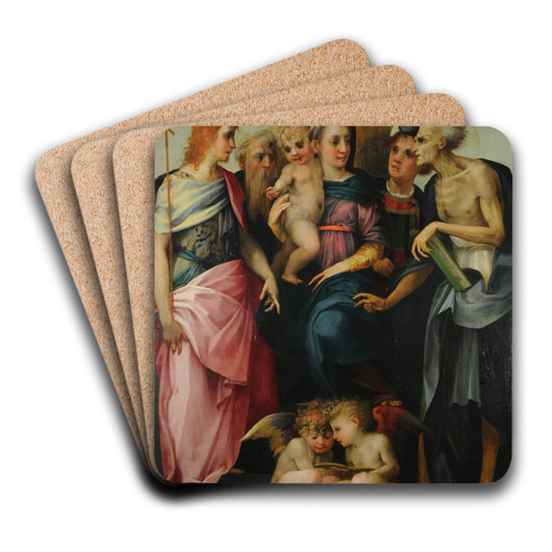Sacred conversation with musical angels by Rosso Fiorentino Art Drink Coaster set