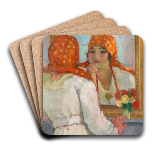 Devant le miroir  lIle-dYeu by Henri Lebasque Art Drink Coaster set
