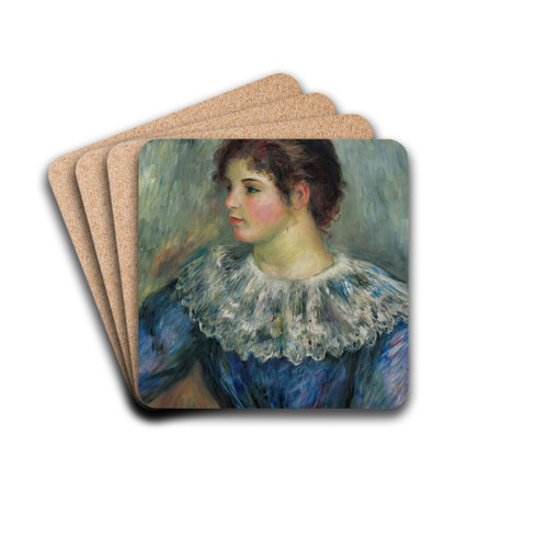 Portrait En Buste De Jeune Fille by Pierre-Auguste Renoir Drink Coasters - set of 4