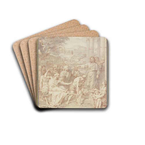 Christus heilt einen Lahmen by Jean Jouvenet Drink Coasters - set of 4 Christus heilt einen Lahmen by Jean Jouvenet Drink Coasters - set of 4