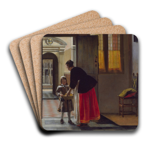 A Boy Bringing Bread by Pieter De Hooch Art Drink Coaster set