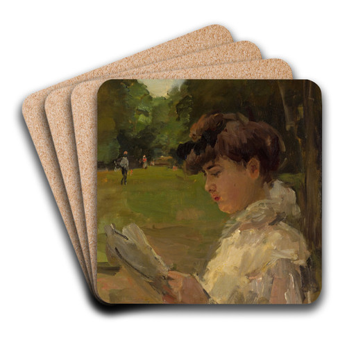 Girl reading by Isaac Israls Art Drink Coaster set