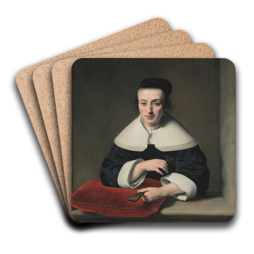 Portrait of a lady at a casement by Ferdinand Bol Art Drink Coaster set