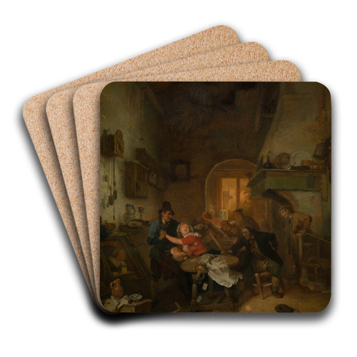 Cardplayers Quarreling by Ignatius Josephus Van Regemorter Art Drink Coaster set