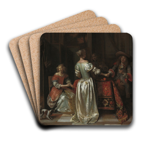 The Greeting by Pieter De Hooch Art Drink Coaster set