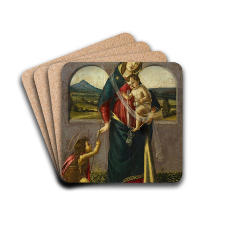 Madonna and Child with the Infant Saint John the Baptist by Follower Of Botticelli Drink Coasters - set of 4
