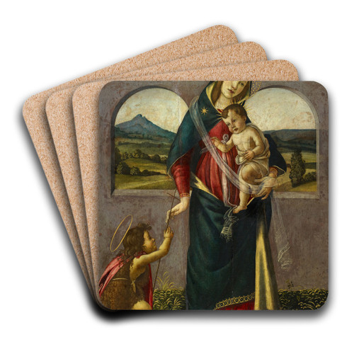 Madonna and Child with the Infant Saint John the Baptist by Follower Of Botticelli Art Drink Coaster set