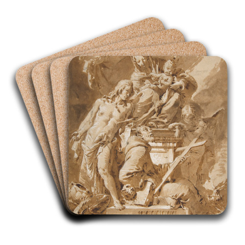 The Virgin and Child Enthroned with Saint Sebastian and a Franciscan Saint by Giovanni Battista Tiepolo Art Drink Coaster set