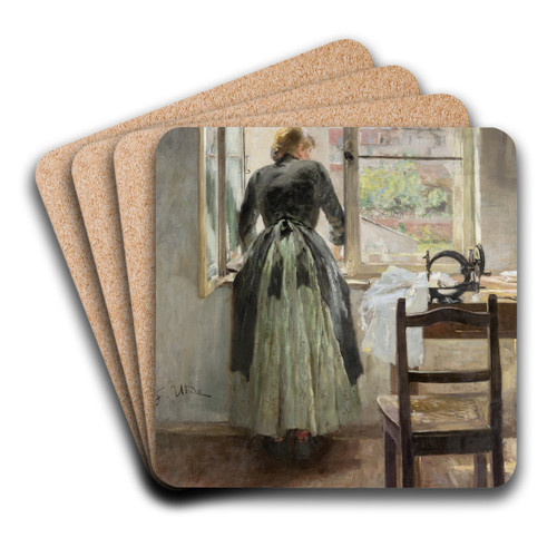 By the Window by Fritz von Uhde Art Drink Coaster set