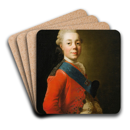 Portrait of the Emperor Paul I of Russia by Alexander Roslin Art Drink Coaster set Portrait of the Emperor Paul I of Russia by Alexander Roslin Art Drink Coaster set