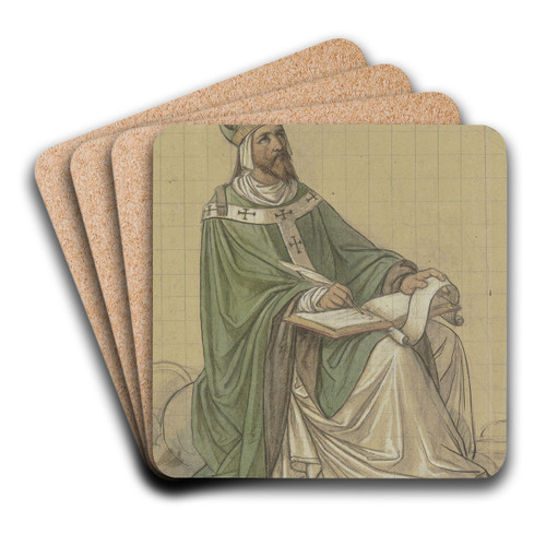 Der Heilige Augustinus sitzend und in ein Buch schreibend by Leopold Bode Art Drink Coaster set