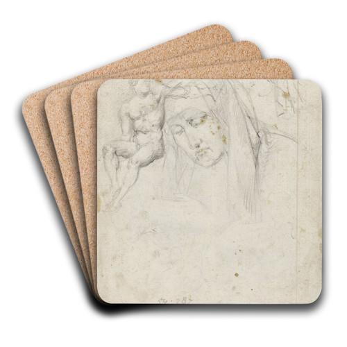 Schets van een beeldje van een zittende naakte man by Woutherus Mol Art Drink Coaster set