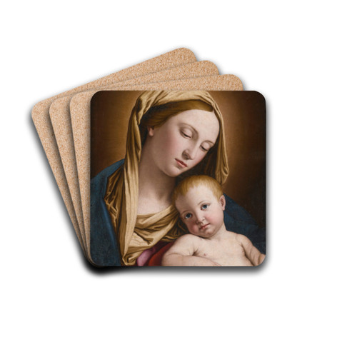 Madonna And Child by Giovanni Battista Salvi da Sassoferrato Drink Coasters - set of 4