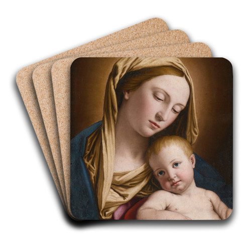 Madonna And Child by Giovanni Battista Salvi da Sassoferrato Art Drink Coaster set