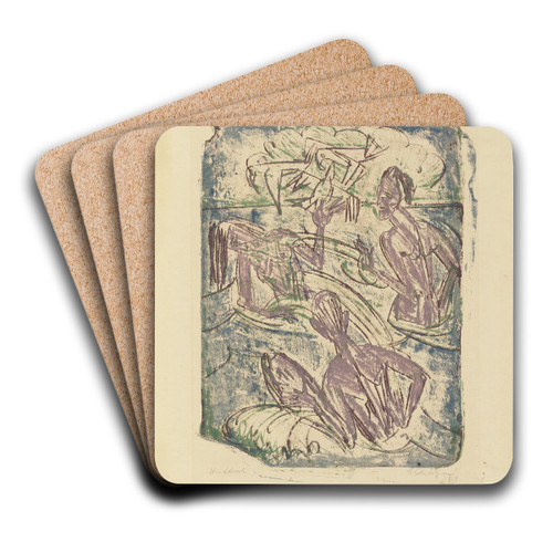 Spritzende Badende by Ernst Ludwig Kirchner Art Drink Coaster set