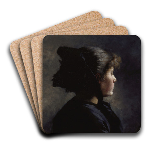 Munich Girl by Theodore Clement Steele Art Drink Coaster set