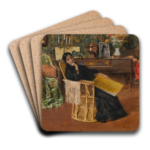 In the Studio by William Merritt Chase Art Drink Coaster set In the Studio by William Merritt Chase Art Drink Coaster set