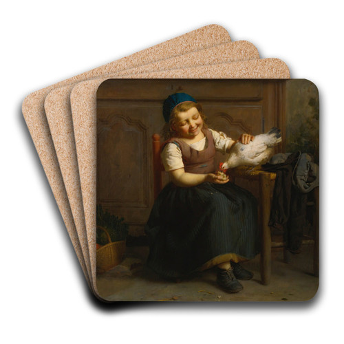 Birds Of A Feather by Emile-Auguste Hublin Art Drink Coaster set Birds Of A Feather by Emile-Auguste Hublin Art Drink Coaster set