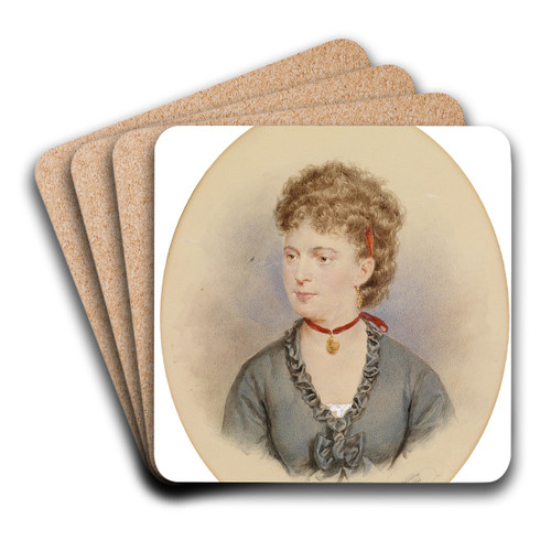 Bildnis einer jungen Frau (Tochter Nestroy) by Josef Kriehuber Art Drink Coaster set Bildnis einer jungen Frau (Tochter Nestroy) by Josef Kriehuber Art Drink Coaster set