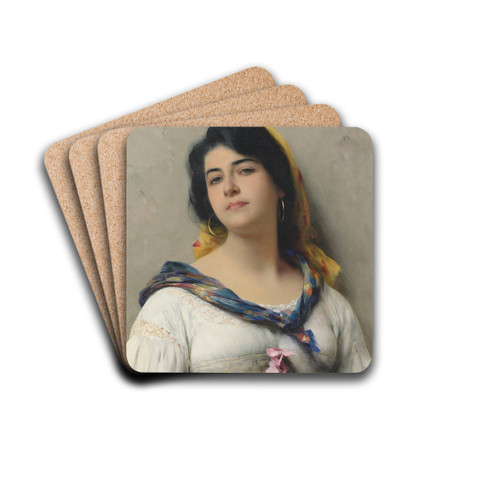 A young beauty by Eugen von Blaas Drink Coasters - set of 4