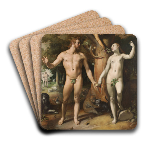 The Fall of Man by Cornelis Cornelisz Van Haarlem Art Drink Coaster set