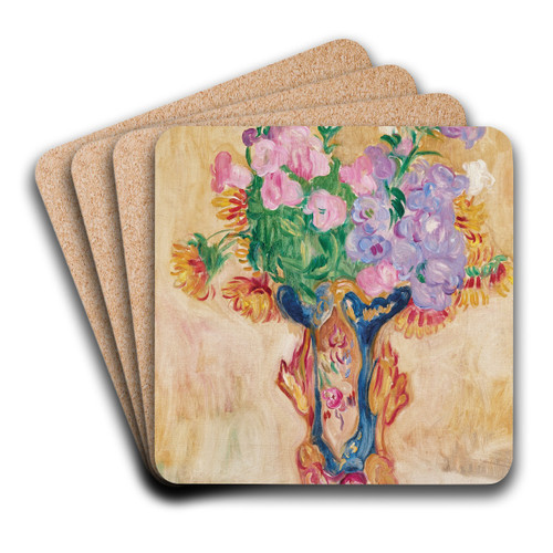 Grand bouquet au vase en porcelaine by Louis Valtat Art Drink Coaster set Grand bouquet au vase en porcelaine by Louis Valtat Art Drink Coaster set