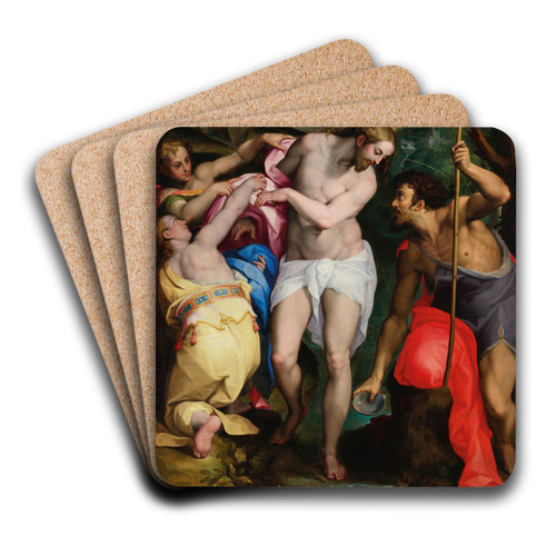 The Baptism of Christ by Orazio Samacchini Art Drink Coaster set