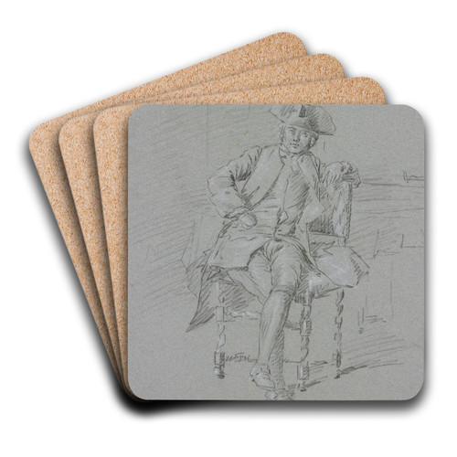 A sitting cavalier by Cornelis Troost Art Drink Coaster set
