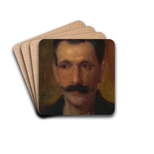 Man's Head by udovt Pitthordt Drink Coasters - set of 4