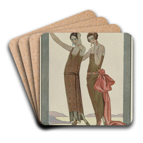 Vesper; Robes du soir, de Worth by George Barbier Art Drink Coaster set