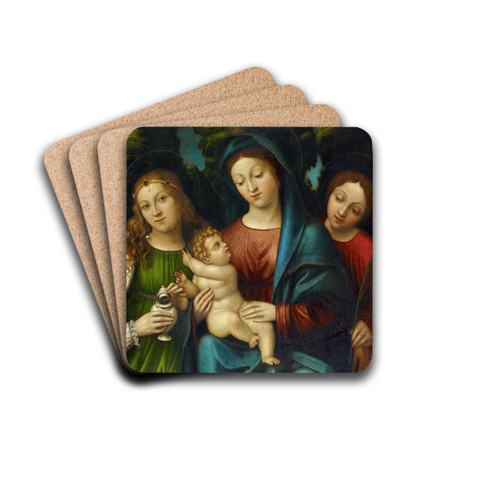 The Virgin With Child And The Saints Magdalene And Catherine by Giovanni Francesco Caroto Drink Coasters - set of 4