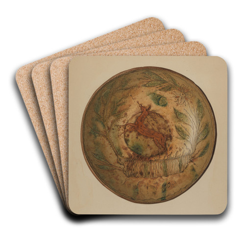 Pa. German Plate by Giacinto Capelli Art Drink Coaster set