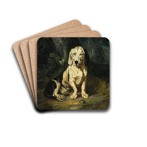 A Seated Basset Hound by Constant Troyon Drink Coasters - set of 4
