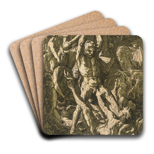 Hercules Slaying Cacus by Hendrick Goltzius Art Drink Coaster set