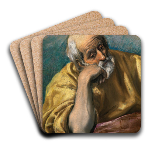 Saint Joseph by El Greco (Domenikos Theotokopoulos) Art Drink Coaster set